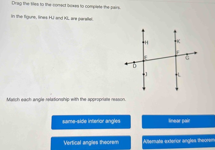 Match each angle relationship with the appropriate reason