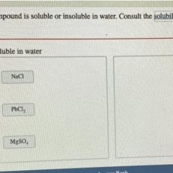 Determine whether each compound is soluble or insoluble in water.