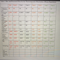 Thermodynamics of borax dissolution lab report